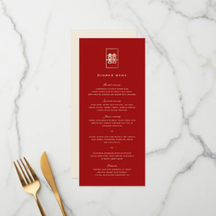 Menu Simple Rectangle double bonheur Mariage chinois