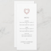 Menu simple rose or coeur mariage (Devant / Derrière)