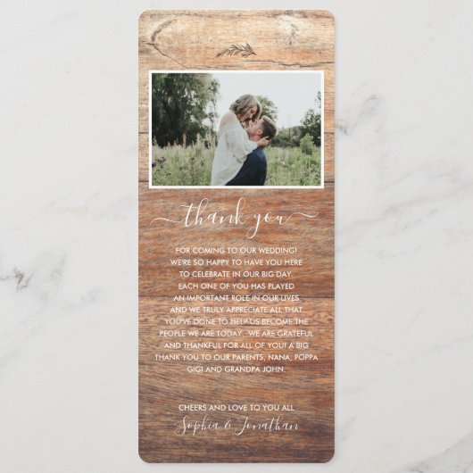 Menu simple Rustic Botanical Herb Mariage (Dos)