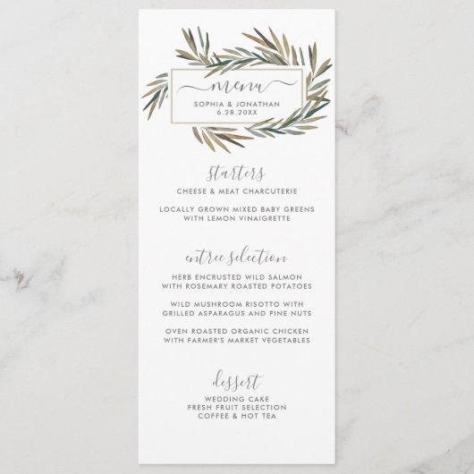 Menu simple Rustic Natural Botanb Mariage (Devant)