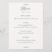 Menu Simple Sage Green Botanical Minimalist Wedding (Devant)