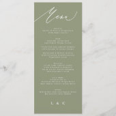 Menu Simple Sage Vert et blanc Modernité Calligraphie (Devant)
