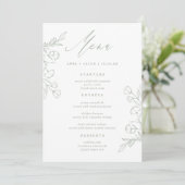 Menu Simple Sage Vert verdure Boho Floral Mariage (Debout devant)