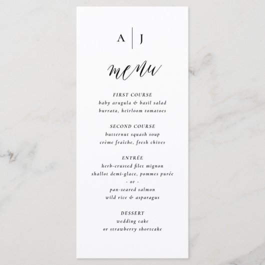 Menu Simple Script Calligraphy Monogram Wedding (Devant)