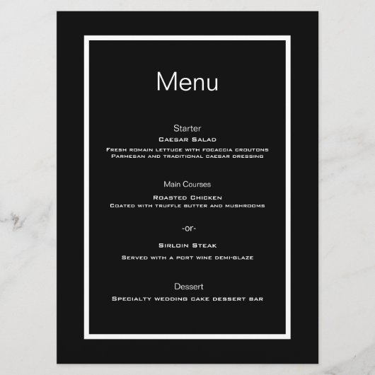 Menu Simple script noir blanc minimaliste (Devant)
