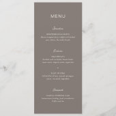 Menu Simple Taupe Élégant Mariage (Devant)