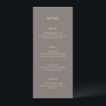 Menu Simple Taupe Élégant Mariage<br><div class="desc">Menu de mariage moderne avec un design simple associant une police sans empattement contemporaine,  un script d'écriture élégant et une police italique.</div>