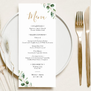 Menu Simple verdure Eucalyptus Mariage élégant