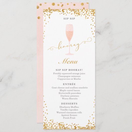 Menu Sip Sip Hooray Brunch Fiançailles | Douche (Devant / Derrière)