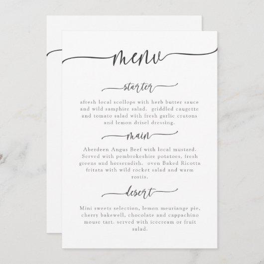 MENU sjabloon 9, Kaart (Voorkant / Achterkant)