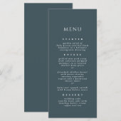 Menu Slate Blue Chic Élégant Dîner Moderne Mariage (Devant / Derrière)