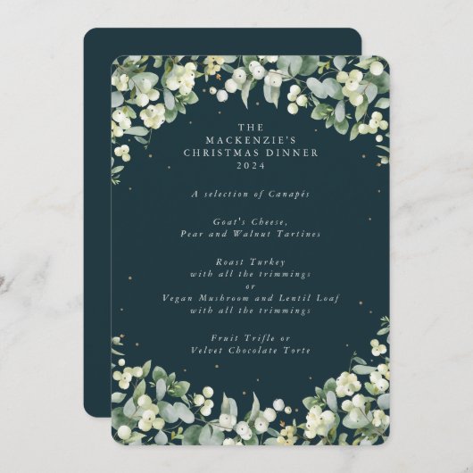 Menu Snowberry+Eucalyptus Dîner de Noël 4 Parcours (Devant / Derrière)