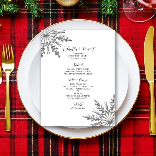 Menu Snowflake Winter Weddenschap