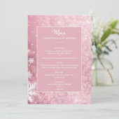 Menu Snowflake Winter Wonderland Baby shower rose (Debout devant)