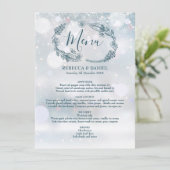 Menu Snowflakes d'hiver Rustique Floral Mariage (Debout devant)