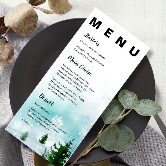 Menu Snowflakes Frosty Fête de Mariage d'hiver