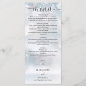 Menu Snowflakes Heart Script Mariage Dîner (Devant)
