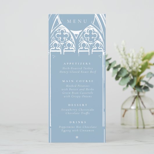 Menu Snowy Gothique Hiver Fairytale Noël Bleu (Debout devant)