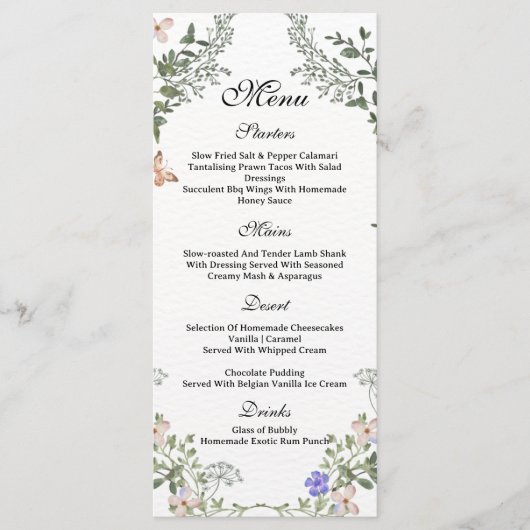 Menu Soft Green Boho Genre Neutre Baby shower Floral (Devant)