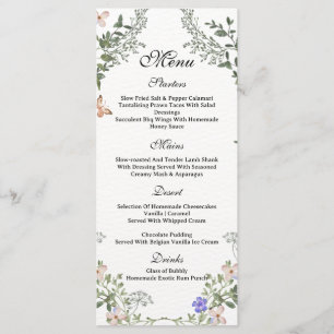 Menu Soft Green Boho Genre Neutre Baby shower Floral