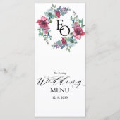 Menu Soirée à fleurs à la menthe et à la mauve/Mariage  (Dos)