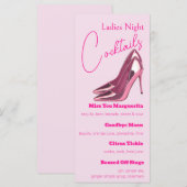 Menu Soirée Cocktail des Dames Pink Stilettos (Devant / Derrière)