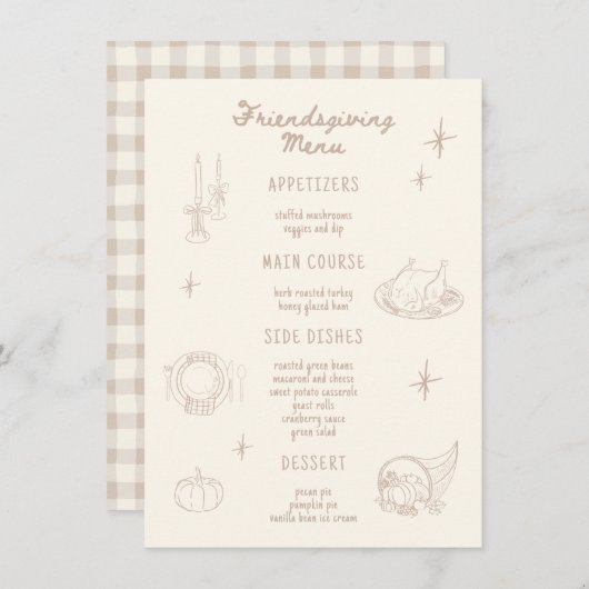 Menu Soirée Conviviale Thanksgiving Neutre (Devant / Derrière)