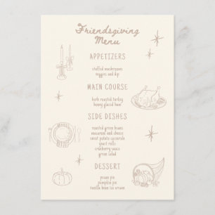 Menu Soirée Conviviale Thanksgiving Neutre