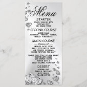 Menu Soirée de mariage Coeurs d'argent Grey Dîner éléga (Devant)