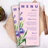 Menu Soirée de mariage rose pâle Bleu floral