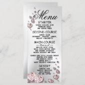 Menu Soirée de mariage rose Peach Coeurs brillants géom (Devant / Derrière)