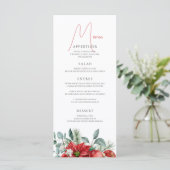 Menu Soirée de Noël de l'aquarelle de Poinsettia (Debout devant)