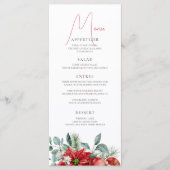 Menu Soirée de Noël de l'aquarelle de Poinsettia (Devant)