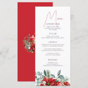 Menu Soirée de Noël de l'aquarelle de Poinsettia