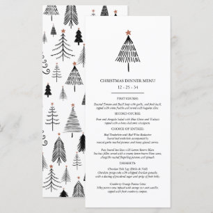 Menu Soirée de Noël noir et blanc