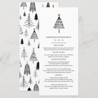 Menu Soirée de Noël noir et blanc