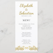 Menu Soirée Elégante Flourish Gold & White Mariage (Devant)
