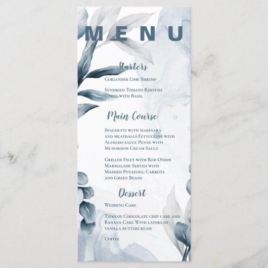 Menu Soirée Feuille Eucalyptus Bleu Plutôt Duste (Devant)