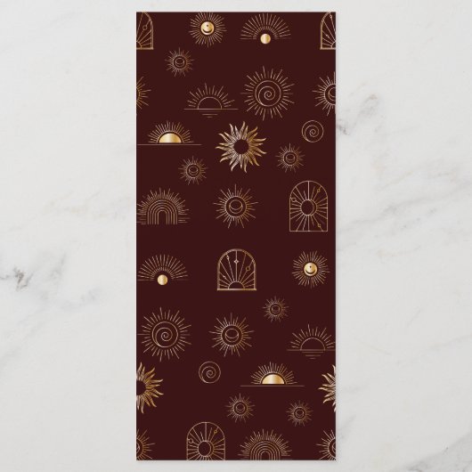 Menu Soleil céleste Crescent Lune Bourgogne Or (Dos)