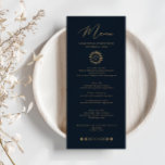 Menu Soleil céleste et Lune<br><div class="desc">Conçu pour se coordonner avec notre collection mystique céleste, cette carte de menu mariage personnalisable unique présente de magnifiques éléments célestes d'or sur un arrière - plan de marine sombre. Pour une personnalisation plus avancée de cette conception, par exemple la modification de la disposition, de la police ou de la...</div>