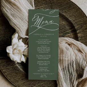 Menu SOPHIA Rustique Mariage vert d'olive de bois
