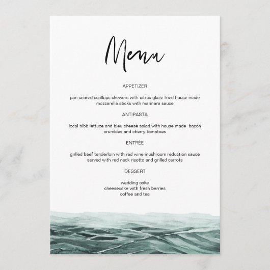 Menu SOPHIA Tropical Beach Palm Tree Dîner Mariage Homm (Devant)