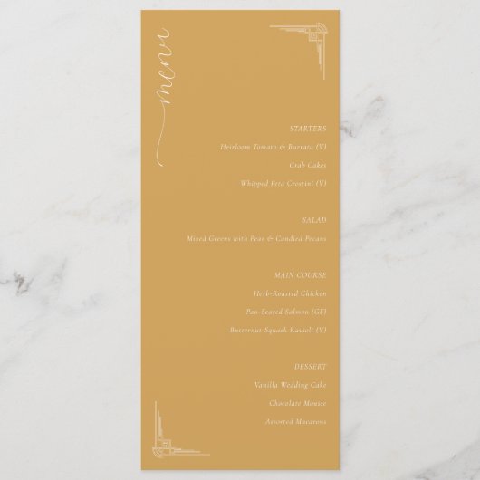 Menu Sophisticated Mustard Yellow Minimalist Wedding Me (Devant)