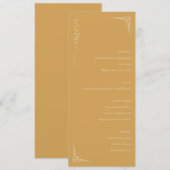 Menu Sophisticated Mustard Yellow Minimalist Wedding Me (Devant / Derrière)