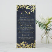 Menu Sophistiqué Chic Navy Mariage Blue & Gold (Debout devant)