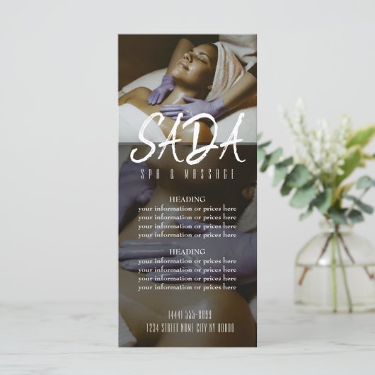 Menu spa Salon Massage Tarifs (Debout devant)