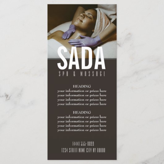 Menu spa Salon Massage Tarifs (Devant)