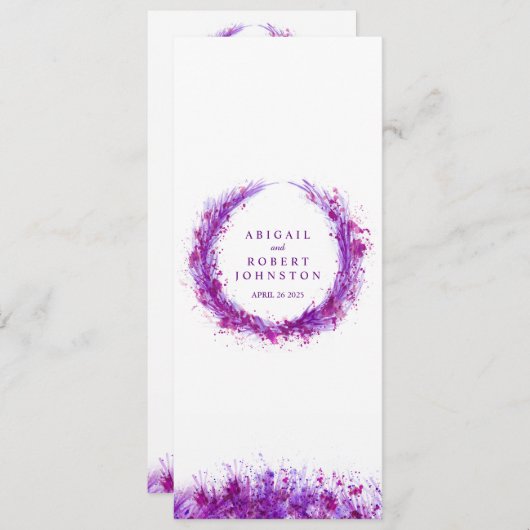 menu splat violet art wreath aquarelle (Devant / Derrière)