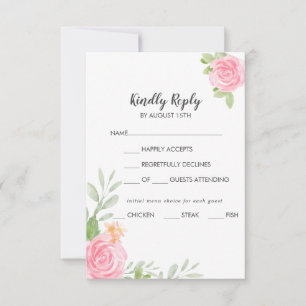 Menu Spring Peony Choice Wedice Carte RSVP