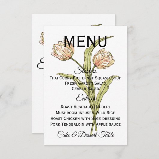 Menu Spring Tulips (volledig aanpasbaar) Kaart (Voorkant / Achterkant)
